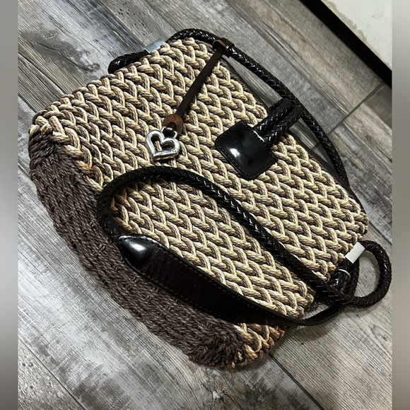 Brighton Vintage Brown Woven straw Braided leather strap Shoulder Bag ♥️ - Picture 5 of 9